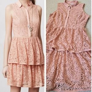 The Addison Story Tiered Lace Shirtdress - ANTHROPOLOGIE Size Large